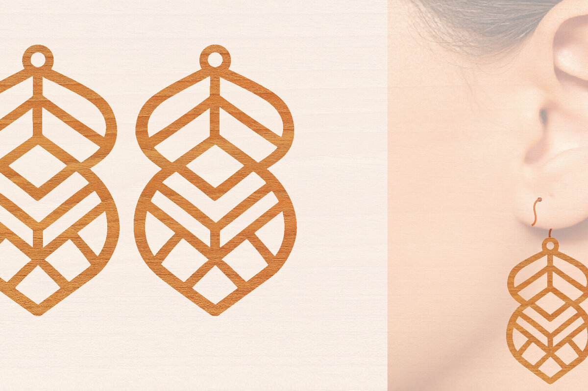 Intra απο ξύλο plywood 3mm-4mm πάχος – Ξύλινα σκουλαρίκια Δίασταση  5x5 cm INTRAFABR-104443393