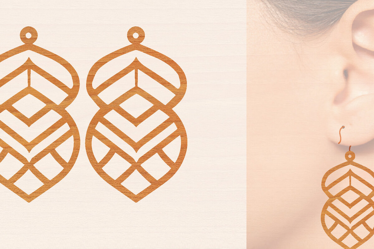 Intra απο ξύλο plywood 3mm-4mm πάχος – Ξύλινα σκουλαρίκια Δίασταση  5x5 cm INTRAFABR-104443542