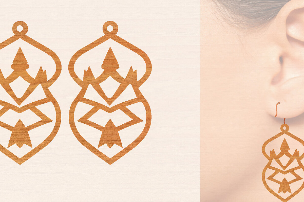 Intra απο ξύλο plywood 3mm-4mm πάχος – Ξύλινα σκουλαρίκια Δίασταση  5x5 cm INTRAFABR-104443777