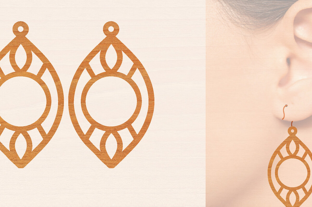 Intra απο ξύλο plywood 3mm-4mm πάχος – Ξύλινα σκουλαρίκια Δίασταση  5x5 cm INTRAFABR-104443815