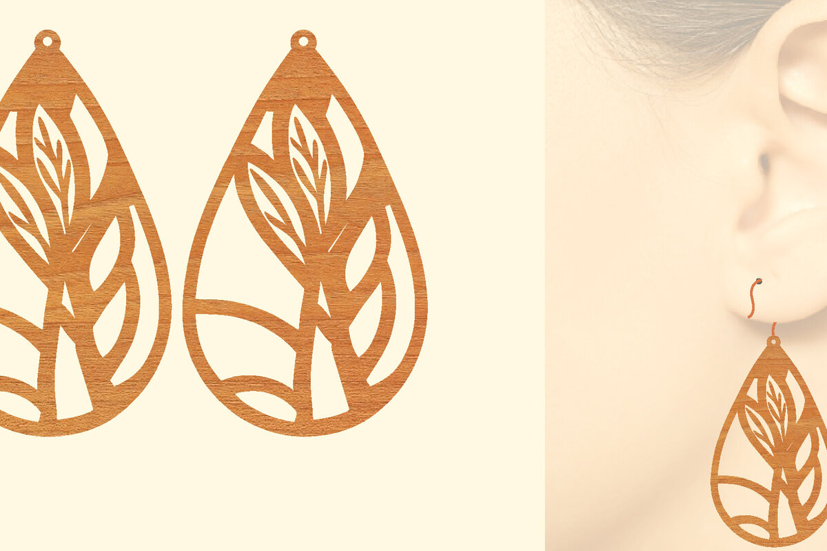 Intra απο ξύλο plywood 3mm-4mm πάχος – Ξύλινα σκουλαρίκια Δίασταση  5x5 cm INTRAFABR-96584311