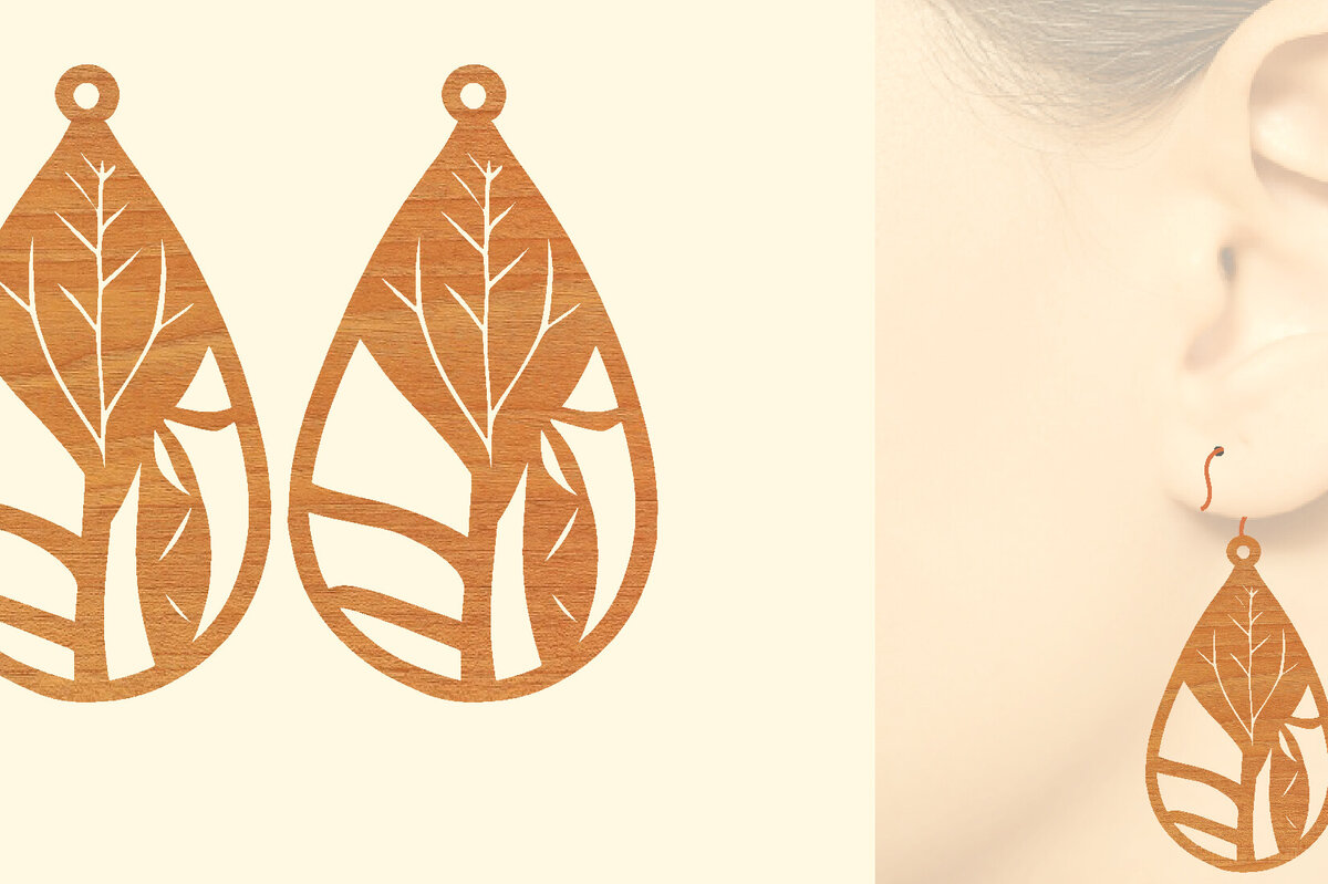 Intra απο ξύλο plywood 3mm-4mm πάχος – Ξύλινα σκουλαρίκια Δίασταση  5x5 cm INTRAFABR-96584322