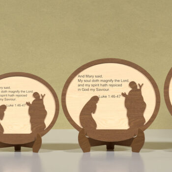 Intra απο ξύλο plywood 3mm-4mm πάχος – Ξυλογραφία της Μαρίας με στίχο της Βίβλου Δίασταση  20x20 cm INTRAFABR-118900691 - Image 1