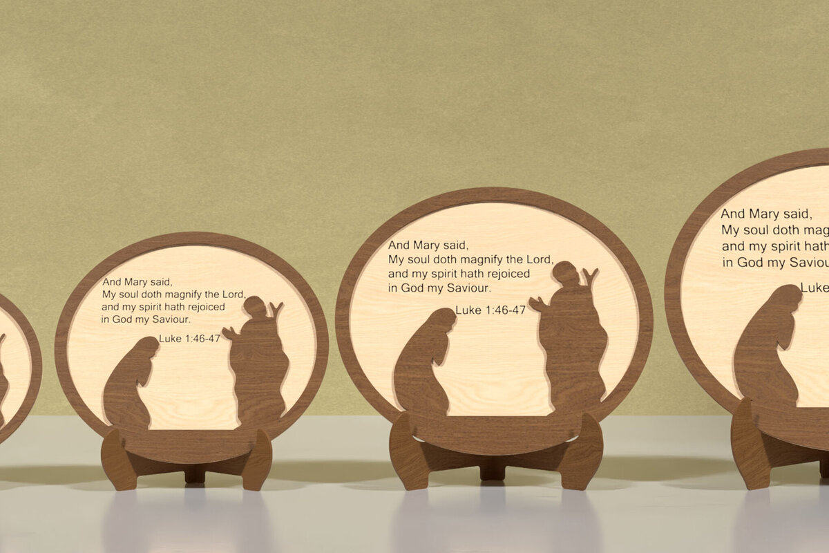 Intra απο ξύλο plywood 3mm-4mm πάχος – Ξυλογραφία της Μαρίας με στίχο της Βίβλου Δίασταση  20x20 cm INTRAFABR-118900691