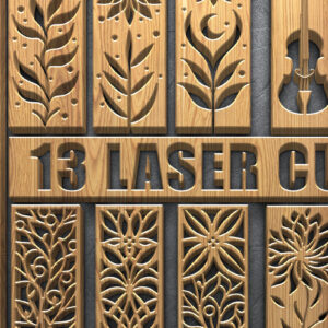 Intra απο ξύλο plywood 3mm-4mm πάχος – Πάνελ κοπής με λέιζερ ξύλου Floral & Moon Δίασταση  20x20 cm INTRAFABR-122353541