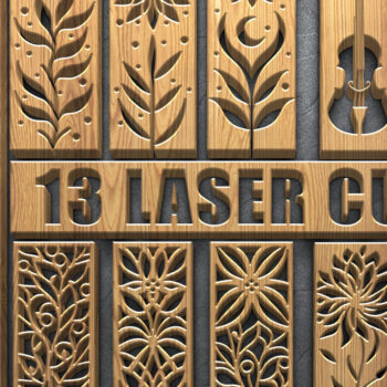 Intra απο ξύλο plywood 3mm-4mm πάχος – Πάνελ κοπής με λέιζερ ξύλου Floral & Moon Δίασταση  20x20 cm INTRAFABR-122353541 - Image 1