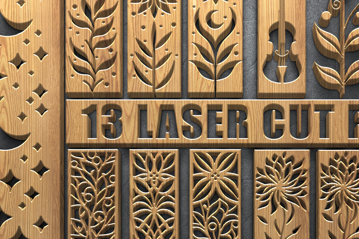 Intra απο ξύλο plywood 3mm-4mm πάχος – Πάνελ κοπής με λέιζερ ξύλου Floral &amp; Moon Δίασταση  20x20 cm INTRAFABR-122353541