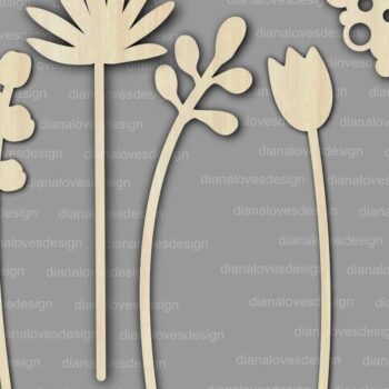 Intra απο ξύλο plywood 3mm-4mm πάχος – Wood Flowers, Flowers Cut Laser Δίασταση  20x20 cm INTRAFABR-33914393 - Image 2