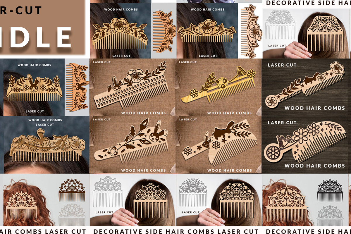 Intra απο ξύλο plywood 3mm-4mm πάχος – Δέσμη με χτένες τρίχας με λέιζερ Δίασταση  20x20 cm INTRAFABR-102944598