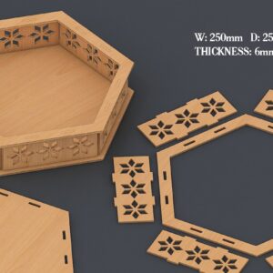Intra απο ξύλο plywood 3mm-4mm πάχος – Ξύλινος δίσκος σερβιρίσματος με λέιζερ εξάγωνο Δίασταση  20x20 cm INTRAFABR-40163026