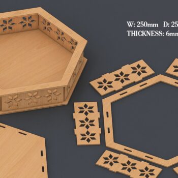 Intra απο ξύλο plywood 3mm-4mm πάχος – Ξύλινος δίσκος σερβιρίσματος με λέιζερ εξάγωνο Δίασταση  20x20 cm INTRAFABR-40163026 - Image 1