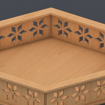 Intra απο ξύλο plywood 3mm-4mm πάχος – Ξύλινος δίσκος σερβιρίσματος με λέιζερ εξάγωνο Δίασταση  20x20 cm INTRAFABR-40163026 - Image 2