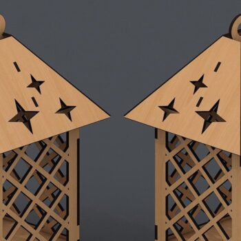 Intra απο ξύλο plywood 3mm-4mm πάχος – Ξύλινο Φανάρι, Νυχτερινό φωτιστικό δαπέδου κομμένο με λέιζερ Δίασταση  20x20 cm INTRAFABR-43538161 - Image 2