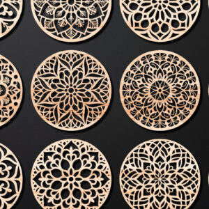 Intra απο ξύλο plywood 3mm-4mm πάχος – Πακέτο σχεδίασης σουβέρ κοπής με λέιζερ ξύλου 01 Δίασταση  20x20 cm INTRAFABR-109097903