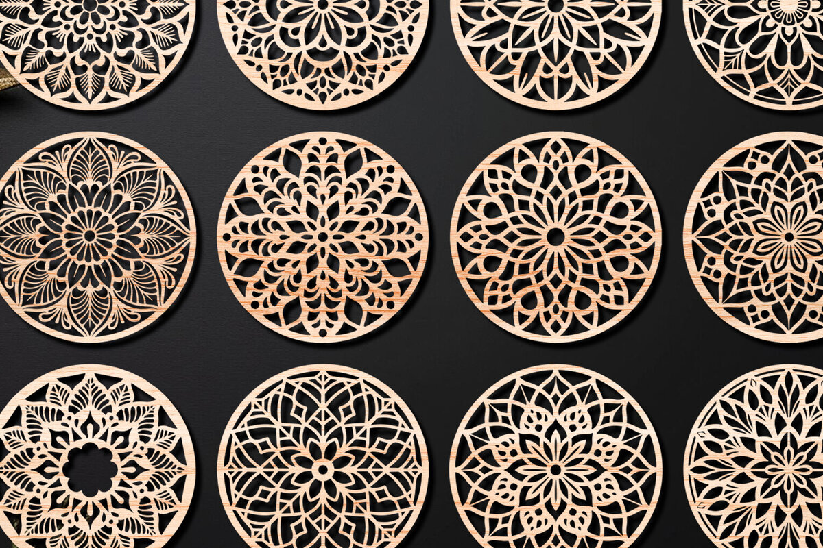 Intra απο ξύλο plywood 3mm-4mm πάχος – Πακέτο σχεδίασης σουβέρ κοπής με λέιζερ ξύλου 03 Δίασταση  20x20 cm INTRAFABR-109097935