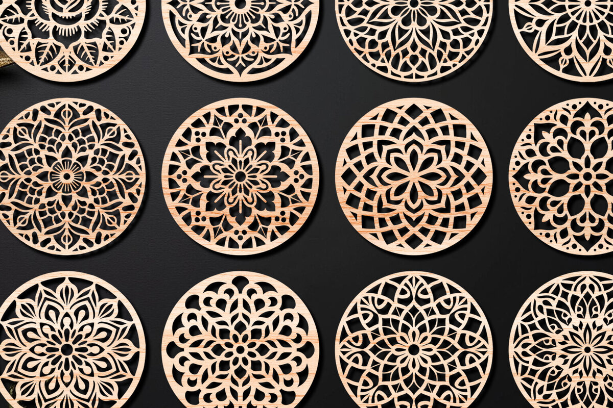 Intra απο ξύλο plywood 3mm-4mm πάχος – Πακέτο σχεδίασης σουβέρ κοπής με λέιζερ ξύλου 04 Δίασταση  20x20 cm INTRAFABR-109097946