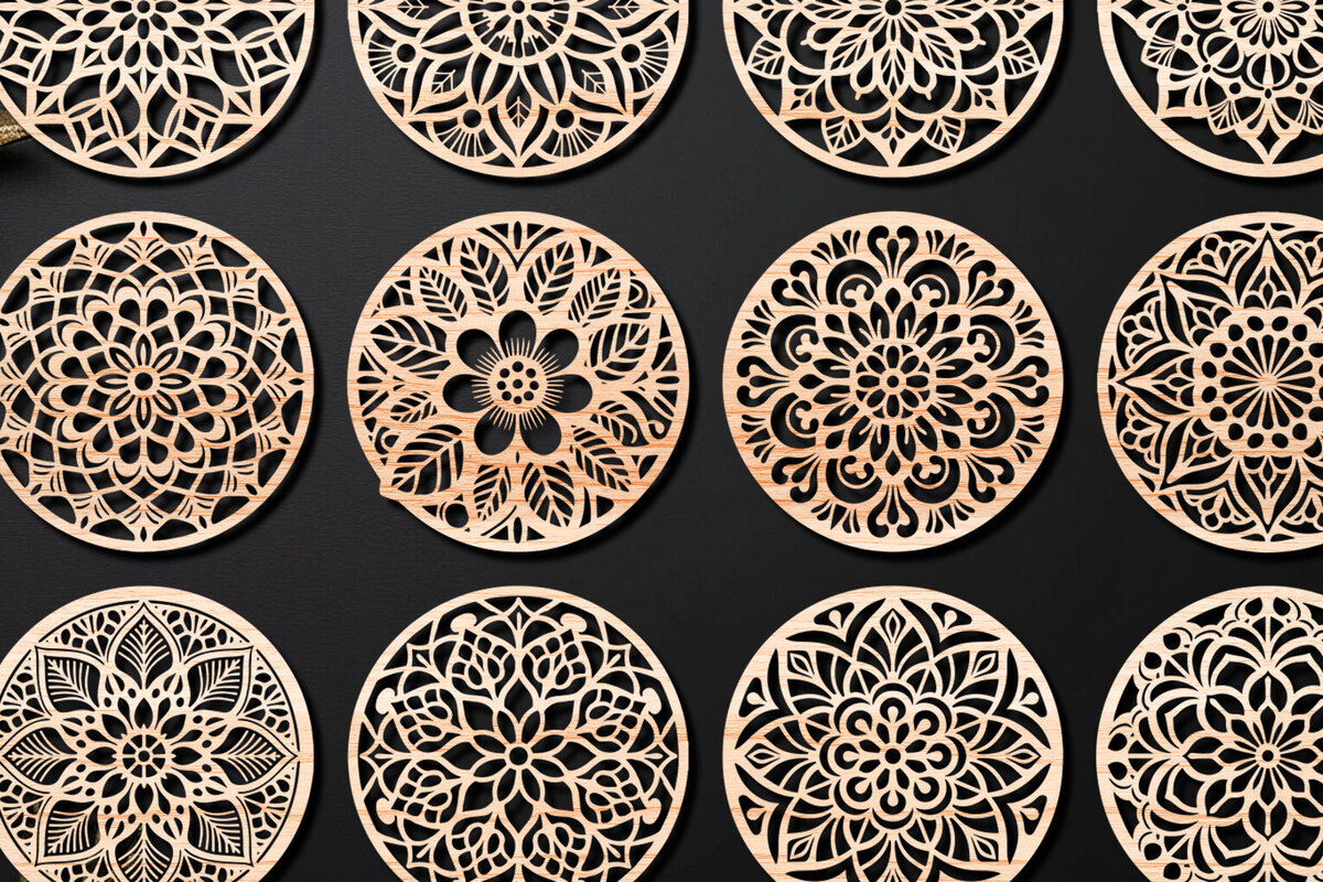 Intra απο ξύλο plywood 3mm-4mm πάχος – Πακέτο σχεδίασης σουβέρ κοπής με λέιζερ ξύλου 06 Δίασταση  20x20 cm INTRAFABR-109097994