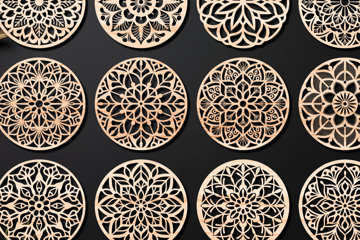 Intra απο ξύλο plywood 3mm-4mm πάχος – Πακέτο σχεδίασης σουβέρ κοπής με λέιζερ ξύλου 07 Δίασταση  20x20 cm INTRAFABR-109098025