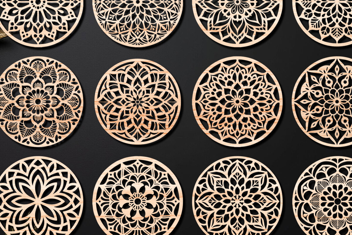 Intra απο ξύλο plywood 3mm-4mm πάχος – Πακέτο σχεδίασης σουβέρ κοπής με λέιζερ ξύλου 08 Δίασταση  20x20 cm INTRAFABR-109098035