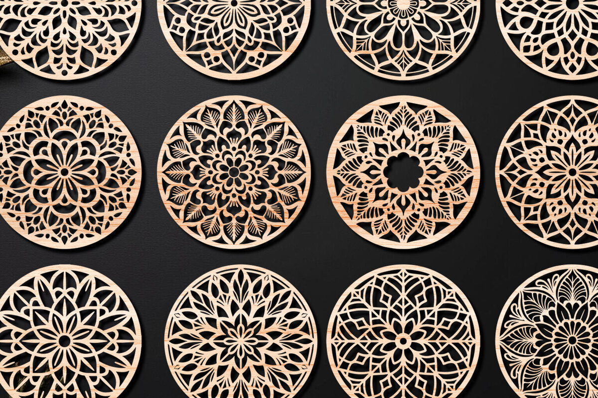 Intra απο ξύλο plywood 3mm-4mm πάχος – Πακέτο σχεδίασης σουβέρ κοπής με λέιζερ ξύλου 09 Δίασταση  20x20 cm INTRAFABR-109098045