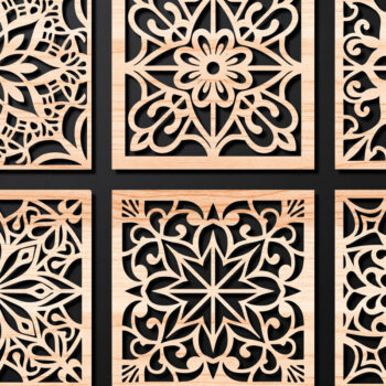 Intra απο ξύλο plywood 3mm-4mm πάχος – Σχεδιασμός σουβέρ κοπής με λέιζερ ξύλου Δίασταση  20x20 cm INTRAFABR-108320499 - Image 1