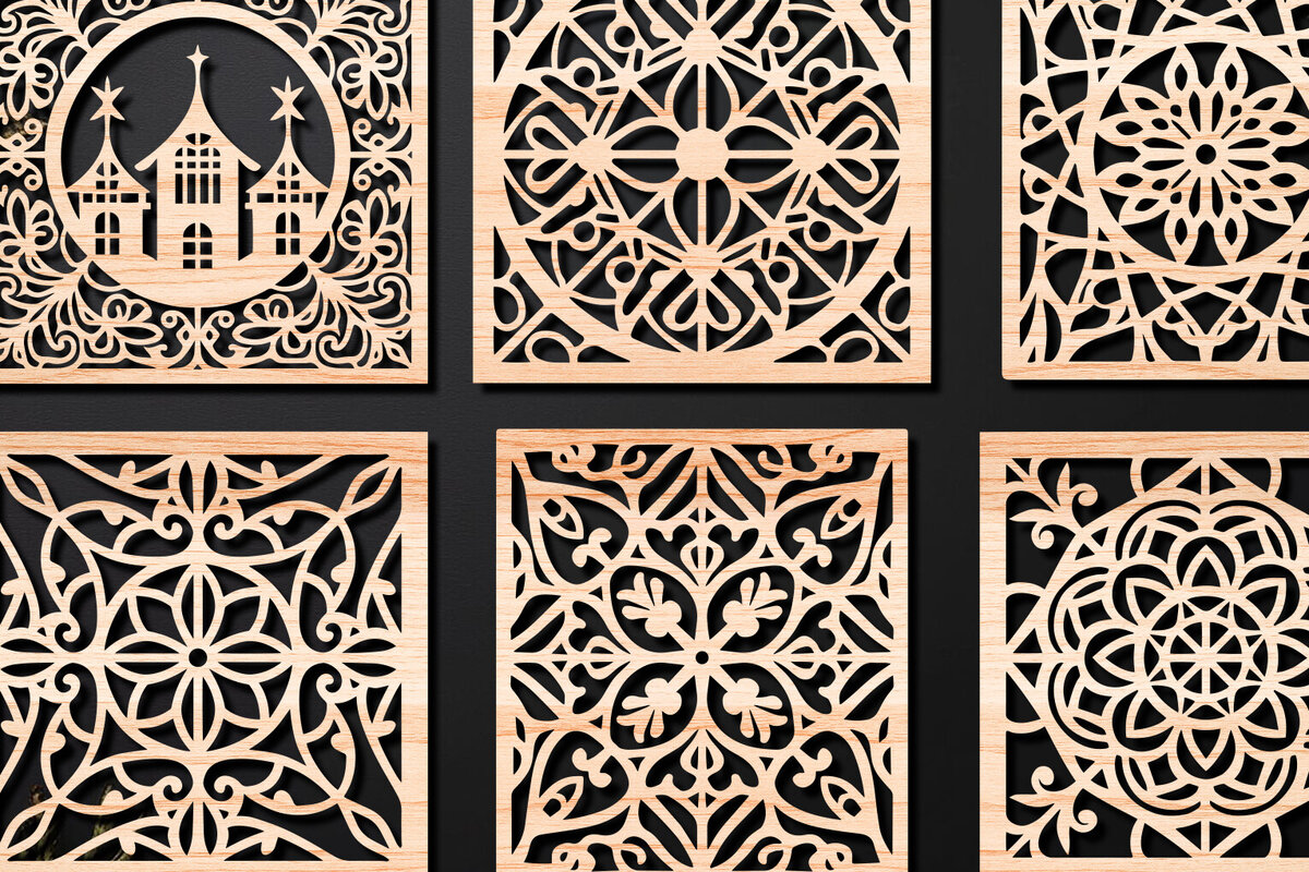 Intra απο ξύλο plywood 3mm-4mm πάχος – Σχεδιασμός σουβέρ κοπής με λέιζερ ξύλου Δίασταση  20x20 cm INTRAFABR-108320617