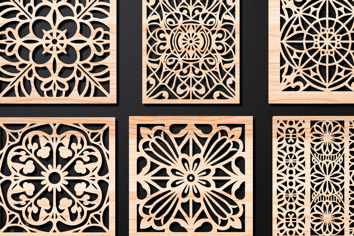 Intra απο ξύλο plywood 3mm-4mm πάχος – Σχεδιασμός σουβέρ κοπής με λέιζερ ξύλου Δίασταση  20x20 cm INTRAFABR-108320711