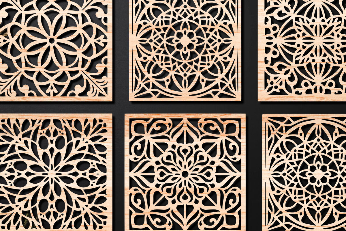 Intra απο ξύλο plywood 3mm-4mm πάχος – Σχεδιασμός σουβέρ κοπής με λέιζερ ξύλου Δίασταση  20x20 cm INTRAFABR-108320125