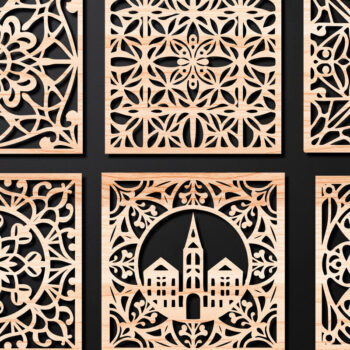 Intra απο ξύλο plywood 3mm-4mm πάχος – Σχεδιασμός σουβέρ κοπής με λέιζερ ξύλου Δίασταση  20x20 cm INTRAFABR-108320290 - Image 1