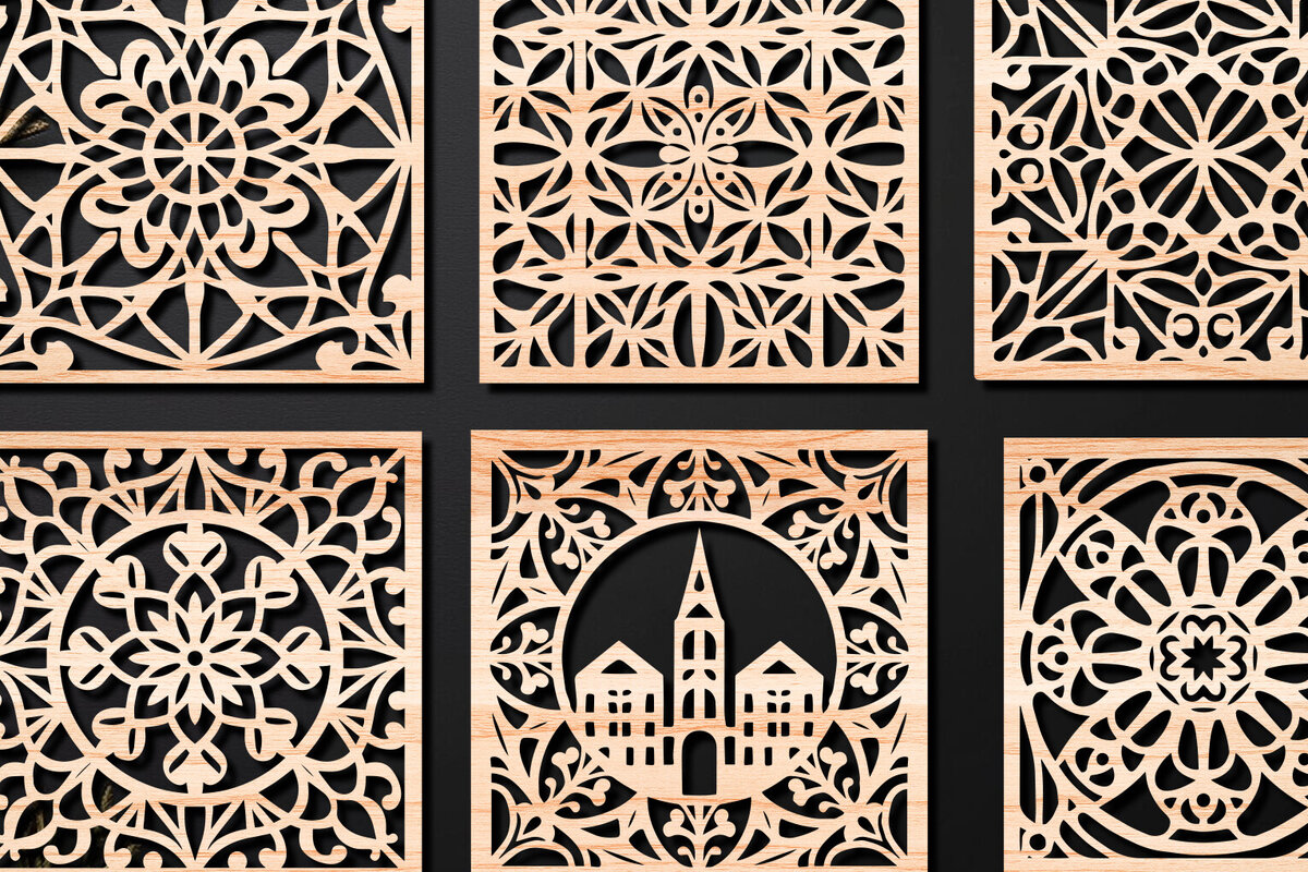 Intra απο ξύλο plywood 3mm-4mm πάχος – Σχεδιασμός σουβέρ κοπής με λέιζερ ξύλου Δίασταση  20x20 cm INTRAFABR-108320290