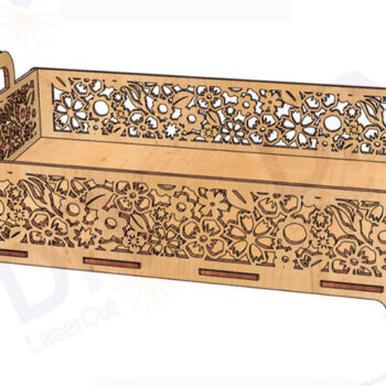 Intra απο ξύλο plywood 3mm-4mm πάχος – Ξύλινος δίσκος λέιζερ με μοτίβο λουλουδιών Δίασταση  20x20 cm INTRAFABR-112533819 - Image 1