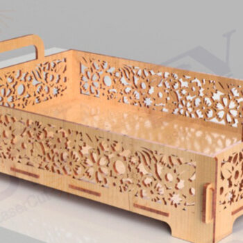 Intra απο ξύλο plywood 3mm-4mm πάχος – Ξύλινος δίσκος λέιζερ με μοτίβο λουλουδιών Δίασταση  20x20 cm INTRAFABR-112533819 - Image 2