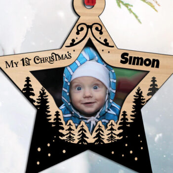 Intra απο ξύλο plywood 3mm-4mm πάχος – Wood My First Christmas Baby Photo Δίασταση  20x20 cm INTRAFABR-108449634 - Image 1