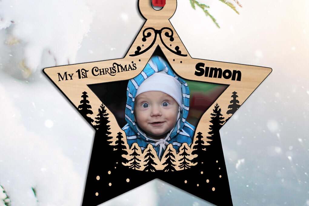 Intra απο ξύλο plywood 3mm-4mm πάχος – Wood My First Christmas Baby Photo Δίασταση  20x20 cm INTRAFABR-108449634