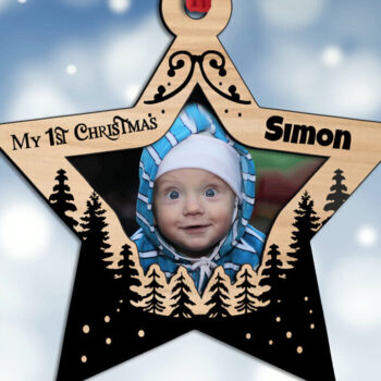 Intra απο ξύλο plywood 3mm-4mm πάχος – Wood My First Christmas Baby Photo Δίασταση  20x20 cm INTRAFABR-108449634 - Image 2