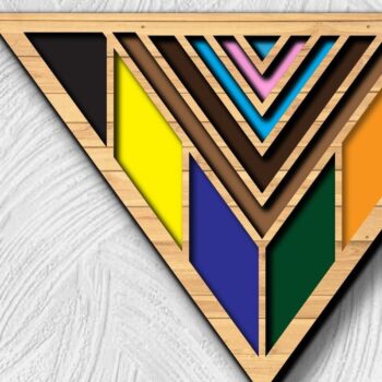Intra απο ξύλο plywood 3mm-4mm πάχος – Wood Progress Pride Flag τρισδιάστατη Δίασταση  20x20 cm INTRAFABR-31975052 - Image 1