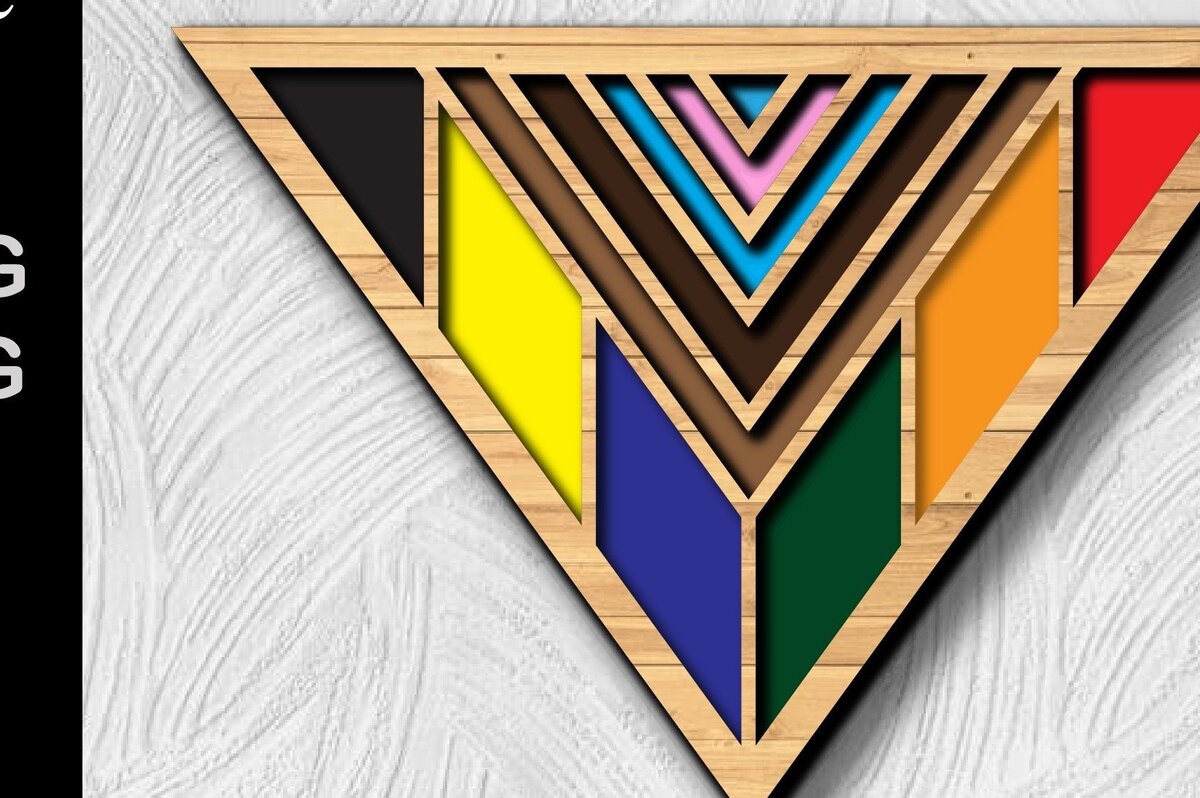 Intra απο ξύλο plywood 3mm-4mm πάχος – Wood Progress Pride Flag τρισδιάστατη Δίασταση  20x20 cm INTRAFABR-31975052