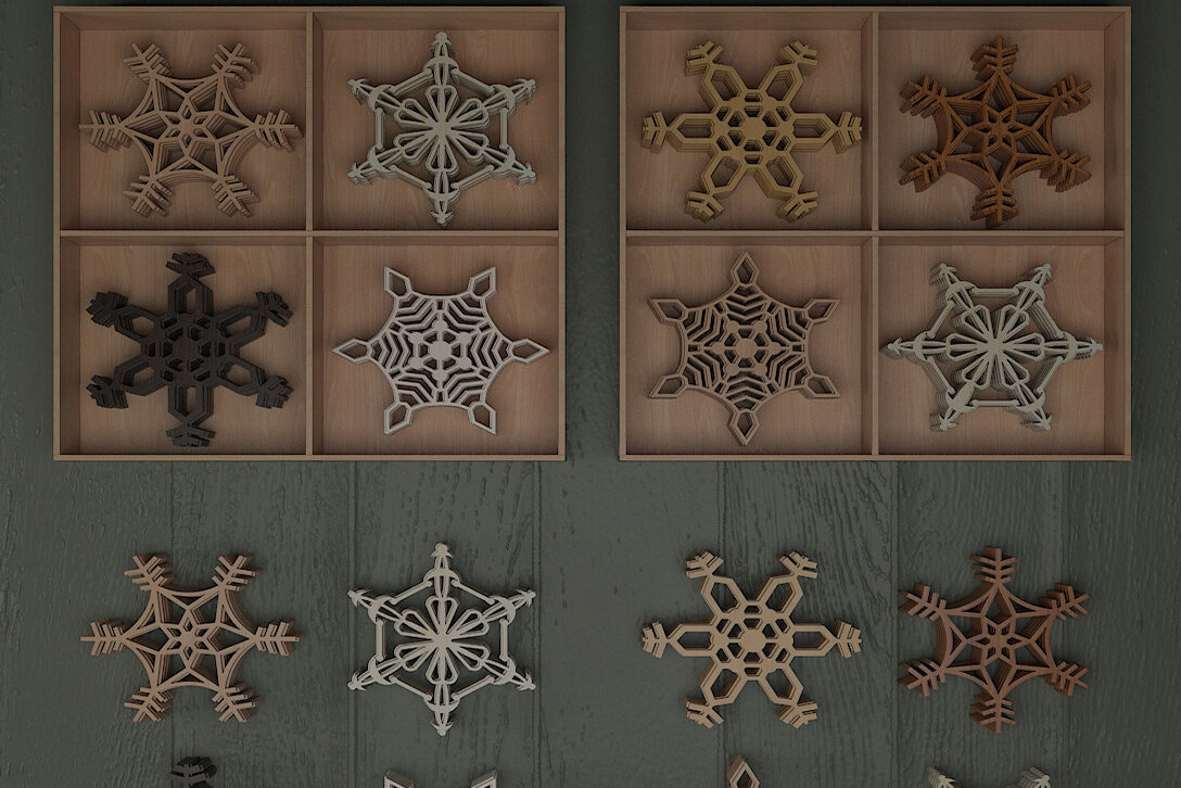 Intra απο ξύλο plywood 3mm-4mm πάχος – Ξύλινα σουβέρ και σκουλαρίκια Snowflake 293 Δίασταση  5x5 cm INTRAFABR-56311257