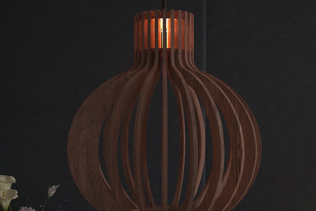 Intra απο ξύλο plywood 3mm-4mm πάχος – Κρεμαστό αμπαζούρ Wood Sphere Cut Laser Δίασταση  20x20 cm INTRAFABR-43067333