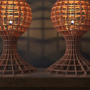 Intra απο ξύλο plywood 3mm-4mm πάχος – Ξύλινο επιτραπέζιο φωτιστικό δαπέδου πολυέλαιος 278 Δίασταση  20x20 cm INTRAFABR-53990820