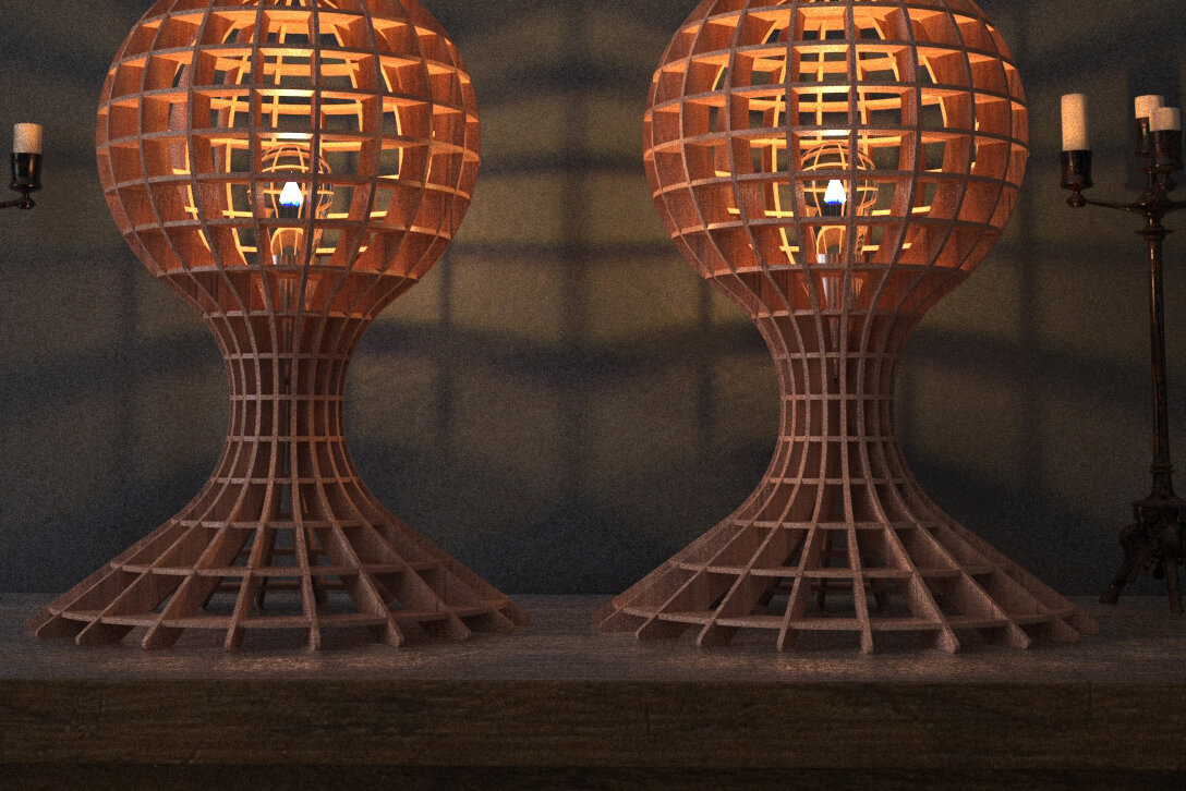 Intra απο ξύλο plywood 3mm-4mm πάχος – Ξύλινο επιτραπέζιο φωτιστικό δαπέδου πολυέλαιος 278 Δίασταση  20x20 cm INTRAFABR-53990820