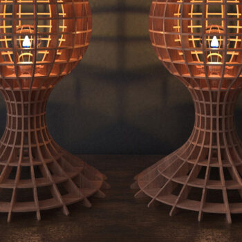 Intra απο ξύλο plywood 3mm-4mm πάχος – Ξύλινο επιτραπέζιο φωτιστικό δαπέδου πολυέλαιος 278 Δίασταση  20x20 cm INTRAFABR-53990820 - Image 2