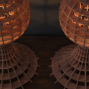 Intra απο ξύλο plywood 3mm-4mm πάχος – Ξύλινο επιτραπέζιο φωτιστικό δαπέδου πολυέλαιος 278 Δίασταση  20x20 cm INTRAFABR-53990820 - Image 4