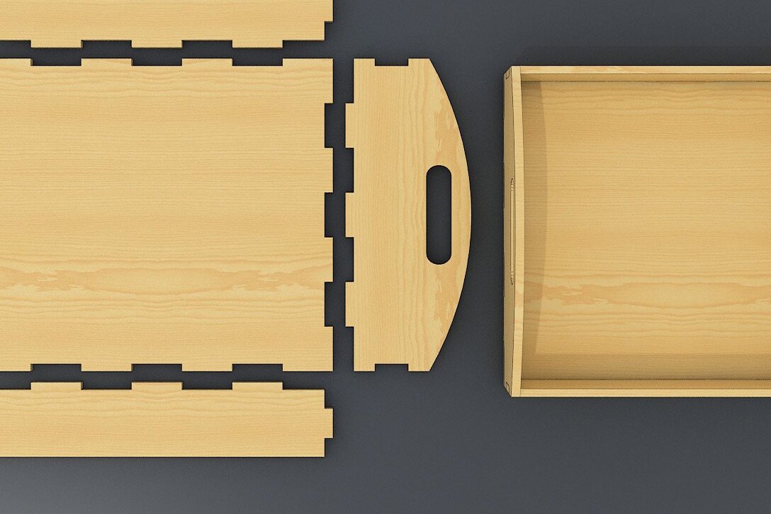 Intra απο ξύλο plywood 3mm-4mm πάχος – Ξύλινος δίσκος με λαβές Αρχεία κοπής με λέιζερ Δίασταση  20x20 cm INTRAFABR-37087171