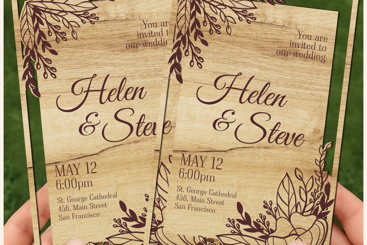 Intra απο ξύλο plywood 3mm-4mm πάχος – Ξύλινο Προσκλητήριο Γάμου, Κάρτα Γάμου Δίασταση  20x20 cm INTRAFABR-124850521