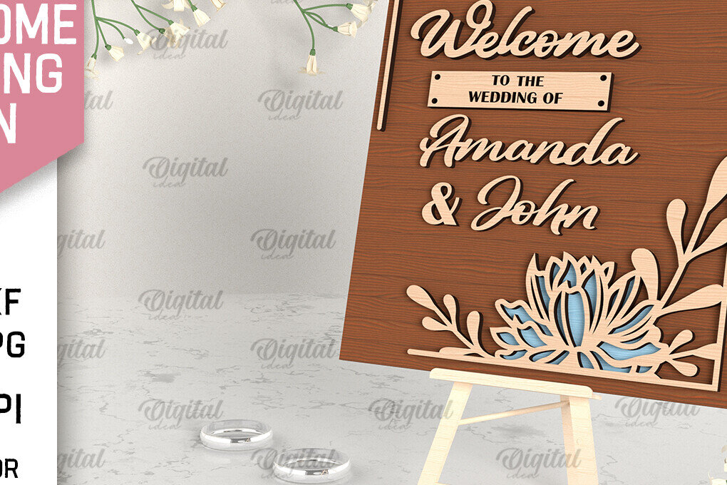 Intra απο ξύλο plywood 3mm-4mm πάχος – Ξύλο Welcome Wedding Sign Cut Laser Δίασταση  40x30 cm INTRAFABR-96822164