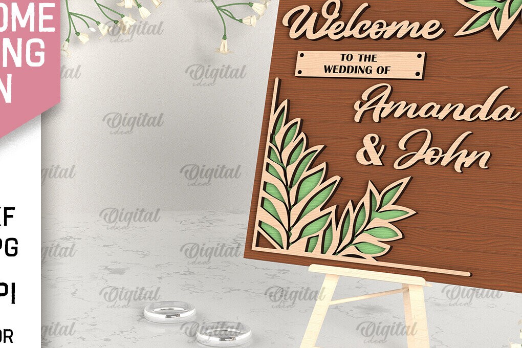 Intra απο ξύλο plywood 3mm-4mm πάχος – Ξύλο Welcome Wedding Sign Cut Laser Δίασταση  40x30 cm INTRAFABR-96822185