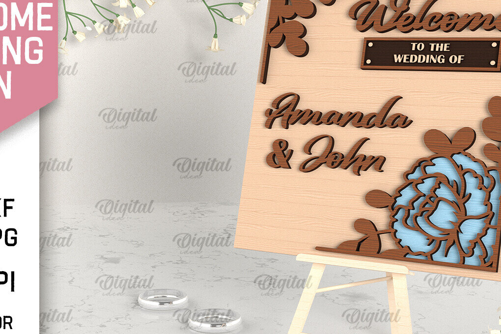 Intra απο ξύλο plywood 3mm-4mm πάχος – Ξύλο Welcome Wedding Sign Cut Laser Δίασταση  40x30 cm INTRAFABR-96822364