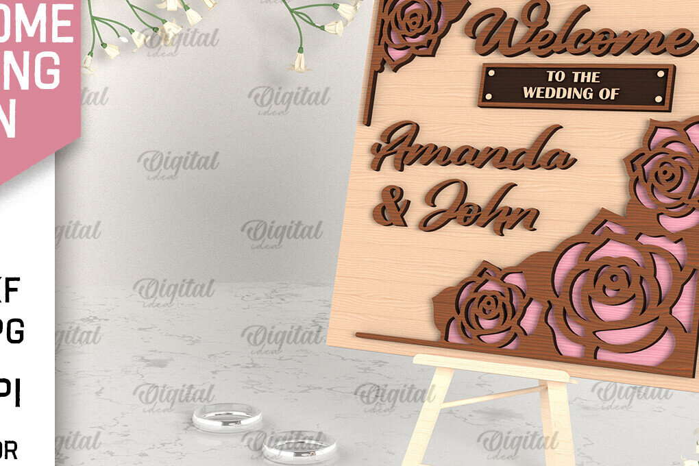Intra απο ξύλο plywood 3mm-4mm πάχος – Ξύλο Welcome Wedding Sign Cut Laser Δίασταση  40x30 cm INTRAFABR-96822416