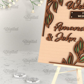 Intra απο ξύλο plywood 3mm-4mm πάχος – Ξύλο Welcome Wedding Sign Cut Laser Δίασταση  40x30 cm INTRAFABR-96822442 - Image 1